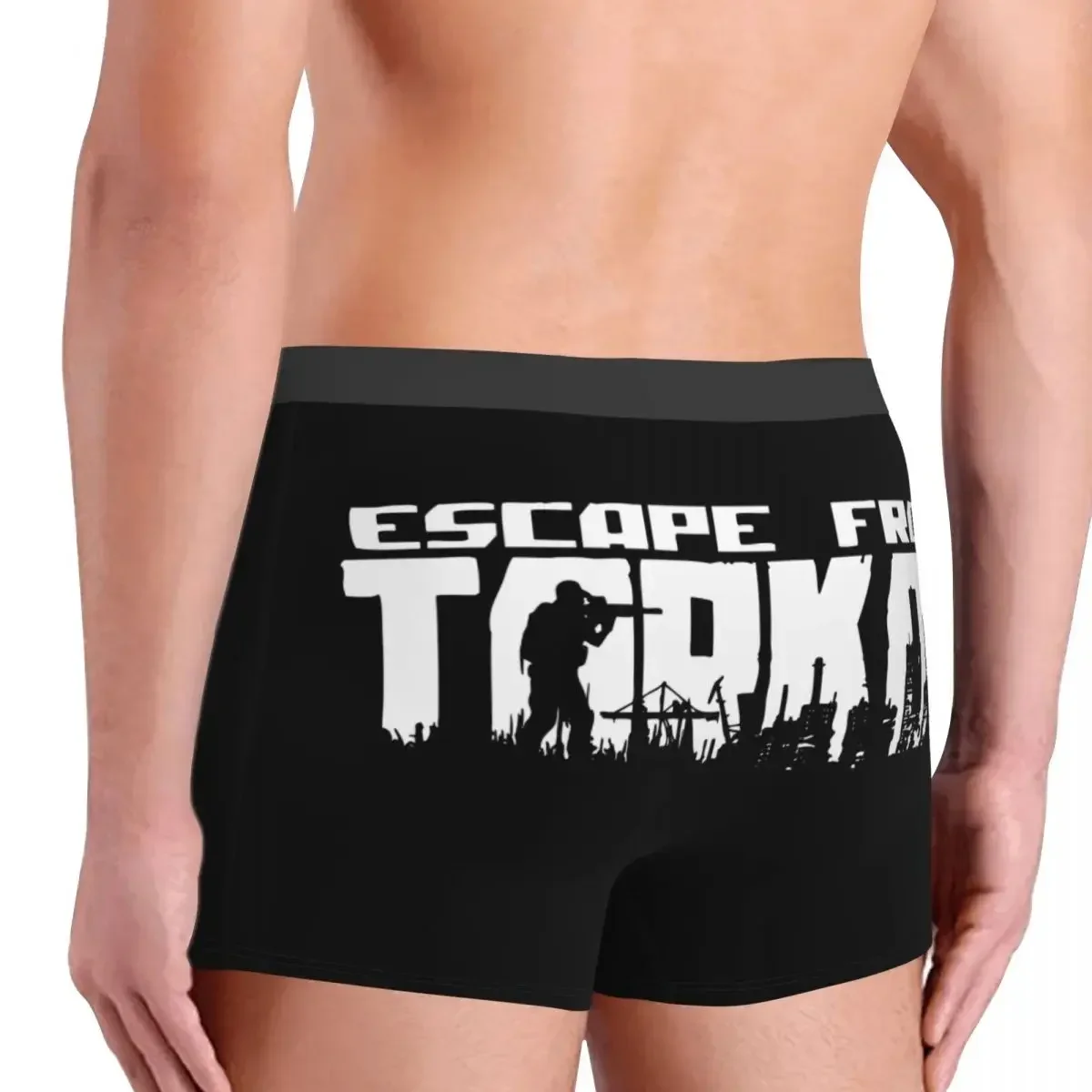 Sexy boxer shorts calcinha briefs masculino escape de tarkov logotipo roupa interior sobrevivência atirador jogo meados de cintura cuecas plus size