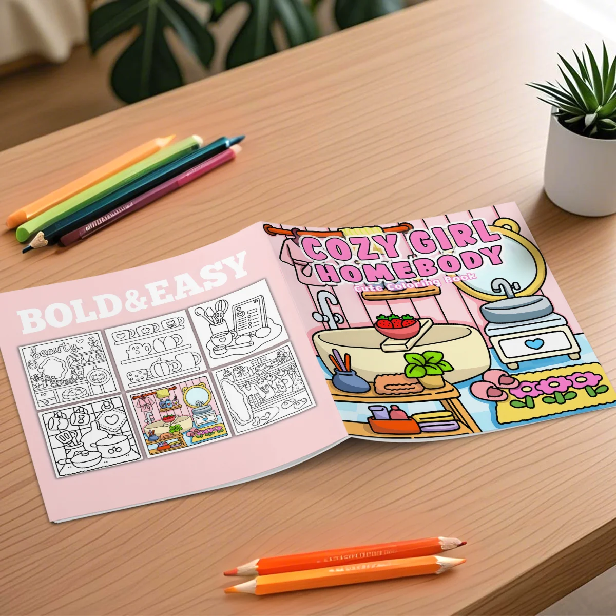 COZY GIRL HOMEBODY CUTE Coloring Book For Adults And Teens Featuring 24 Page For Relaxation Graffiti Painting Drawing  ﻿