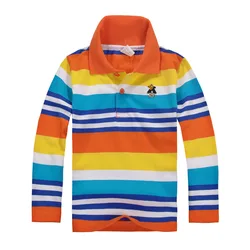 Teneege Boys Clothes Children T-shirt Long Sleeve Polo Shirts Boys Kids Stripes Tops Baby Boy Sports Polos