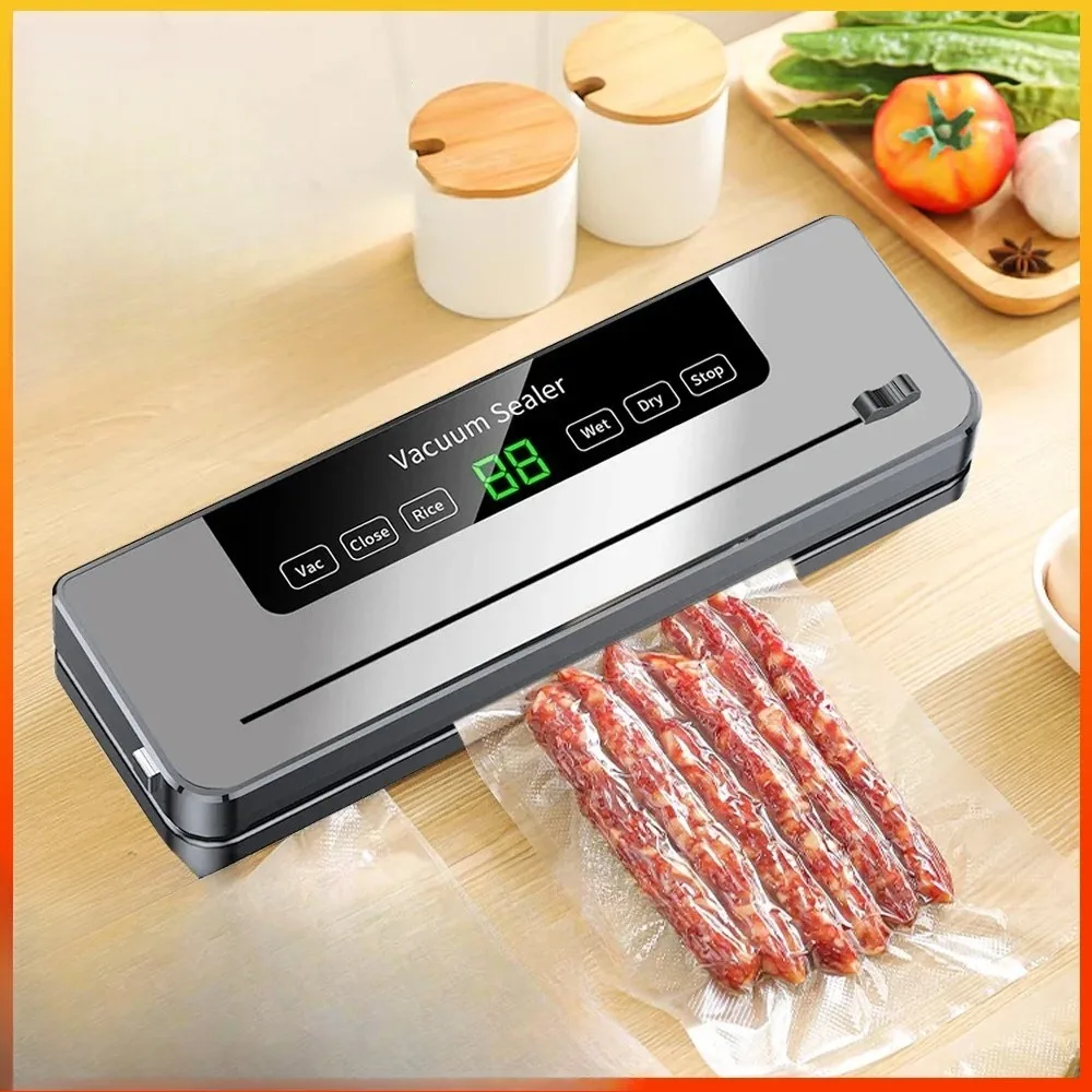 

Вакуумный упаковщик для хранения продуктов, режимы сухой и влажной упаковки, сенсорное управление, встроенный резак, автоматическая система вакуумной упаковки