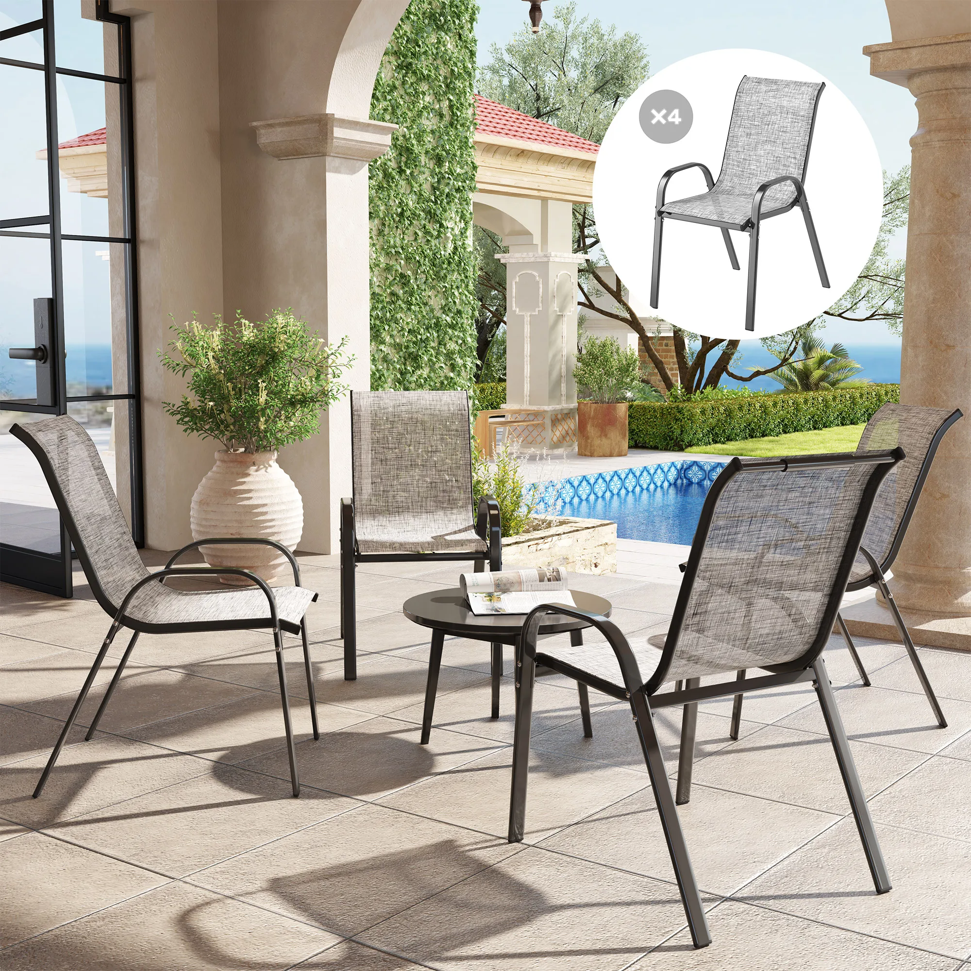 Outdoor Furniture On Sale - Set of 4 Patio Dining Chairs,