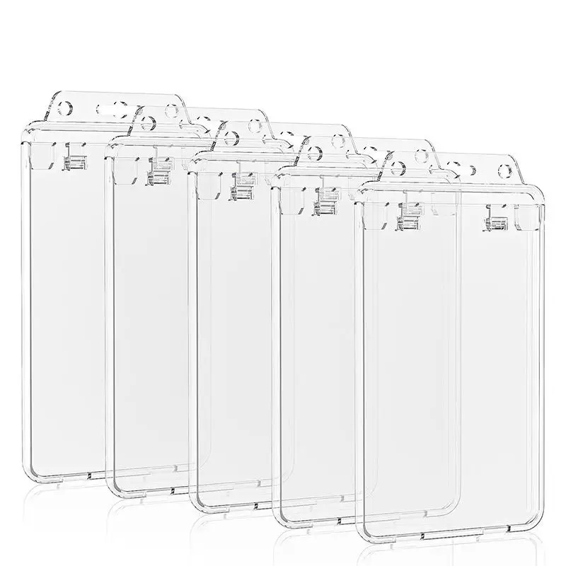 5pcsABS Transparent Horizontal Plastic Card Holder Locking Certificate Card Holder PC Hard Plastic Chest Plate Nurse Accessories