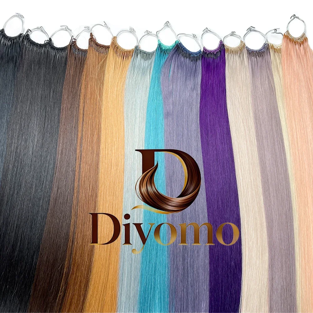Korean Hot Selling Pure Cotton 100% Human Hair Cotton Thread Double Head Double Brushed Feather Hair Extensions Natural Color