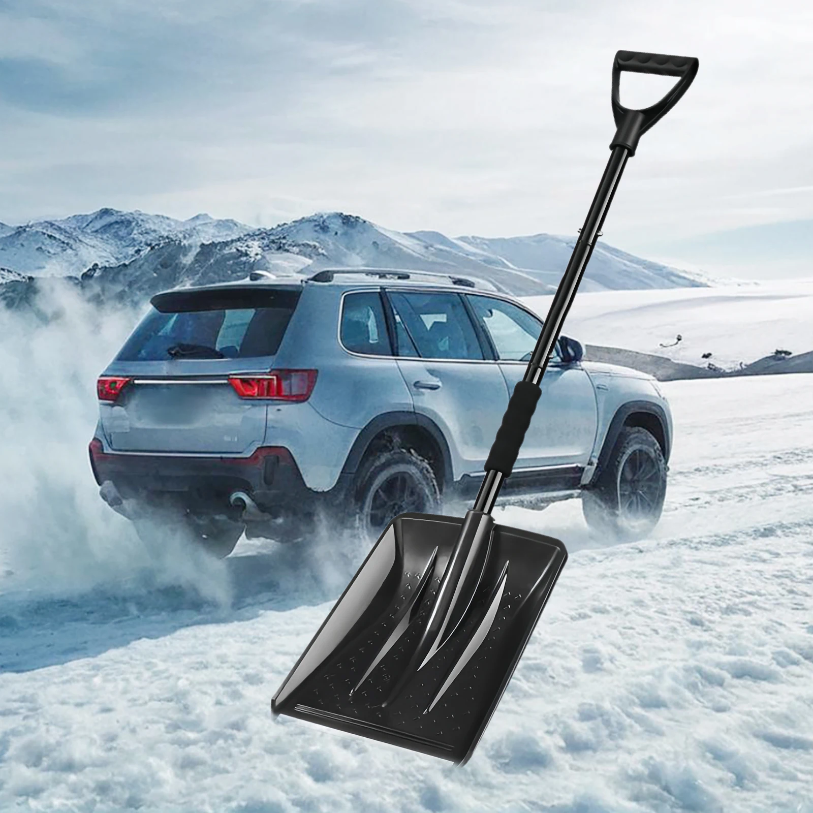 

Adjustable Car Snow Shovel Lightweight Telescopic Ice Shovel Detachable Rotating Snow Removal Shovel for Home Garden Camping