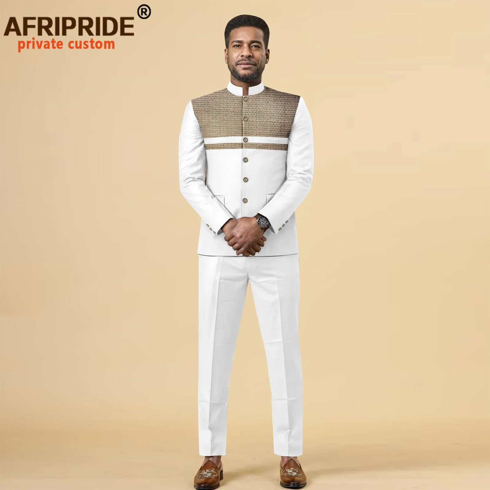African Clothes for Men Business Suits Single Breasted Lined Slim Fit Blazer and Pants Set Dashiki Attire Formal Outfits 2516040
