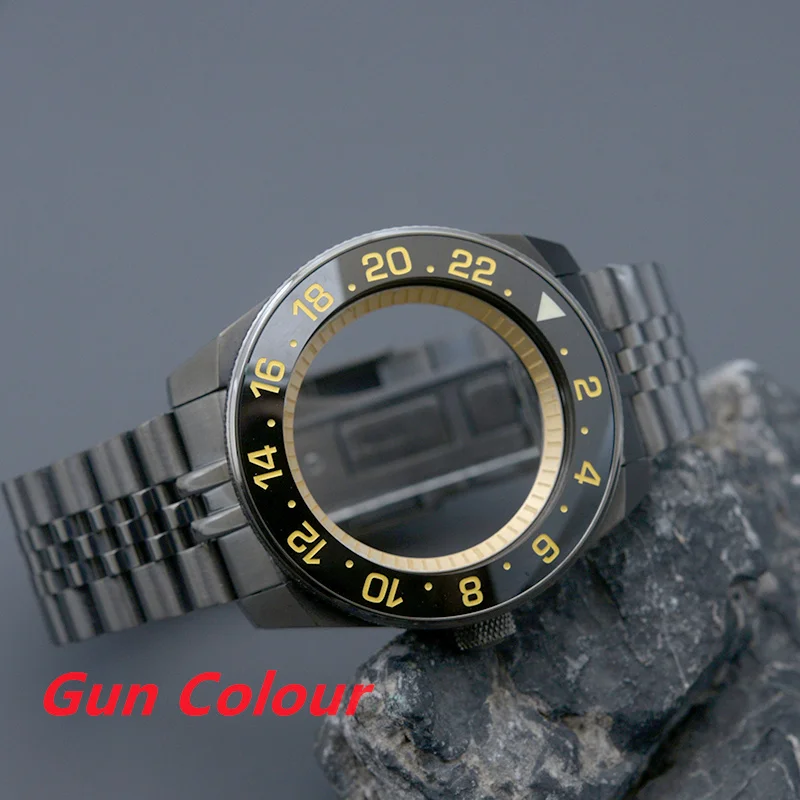 Gun Colour Men‘s Watch Diving Case Bracelet Fit King Samurai PROSPEX Series Watch For NH34 4R35 4R36 NH35 NH36 Movement