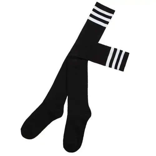 Imagen 2 del producto Calcetines a rayas de tres barras en 13 colores, calcetines hasta la rodilla para niña, calcetines largos de algodón antideslizantes que absorben el sudor, desodorante hasta el muslo por encima de la rodilla para mujer