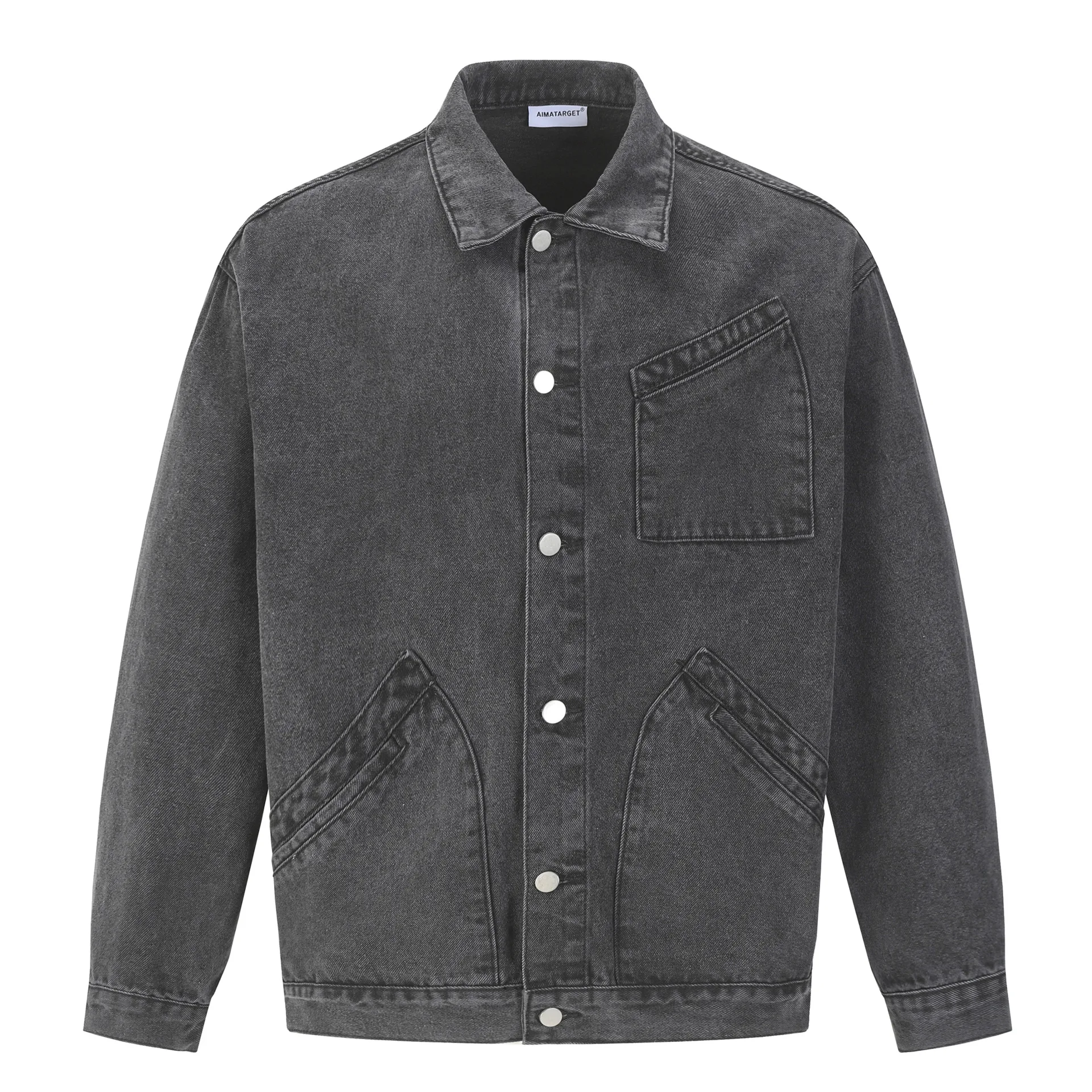 

Japanese Vintage Amekaji Washed Stand Collar Cargo Jacket - Unisex Loose Pilot Coat Multi-Pocket Designer Style