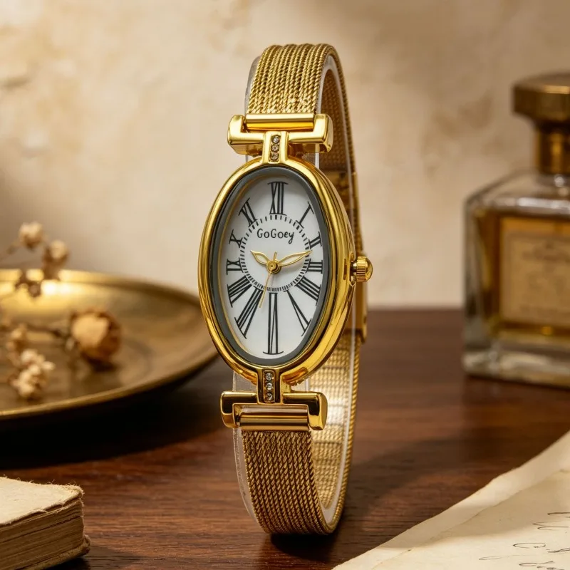 Brand Women Watch Oval Dial Quartz Watch Fashion Stainless Steel Mesh Belt Women Gift Watch Luxury Wristwach Relojes Para Mujer
