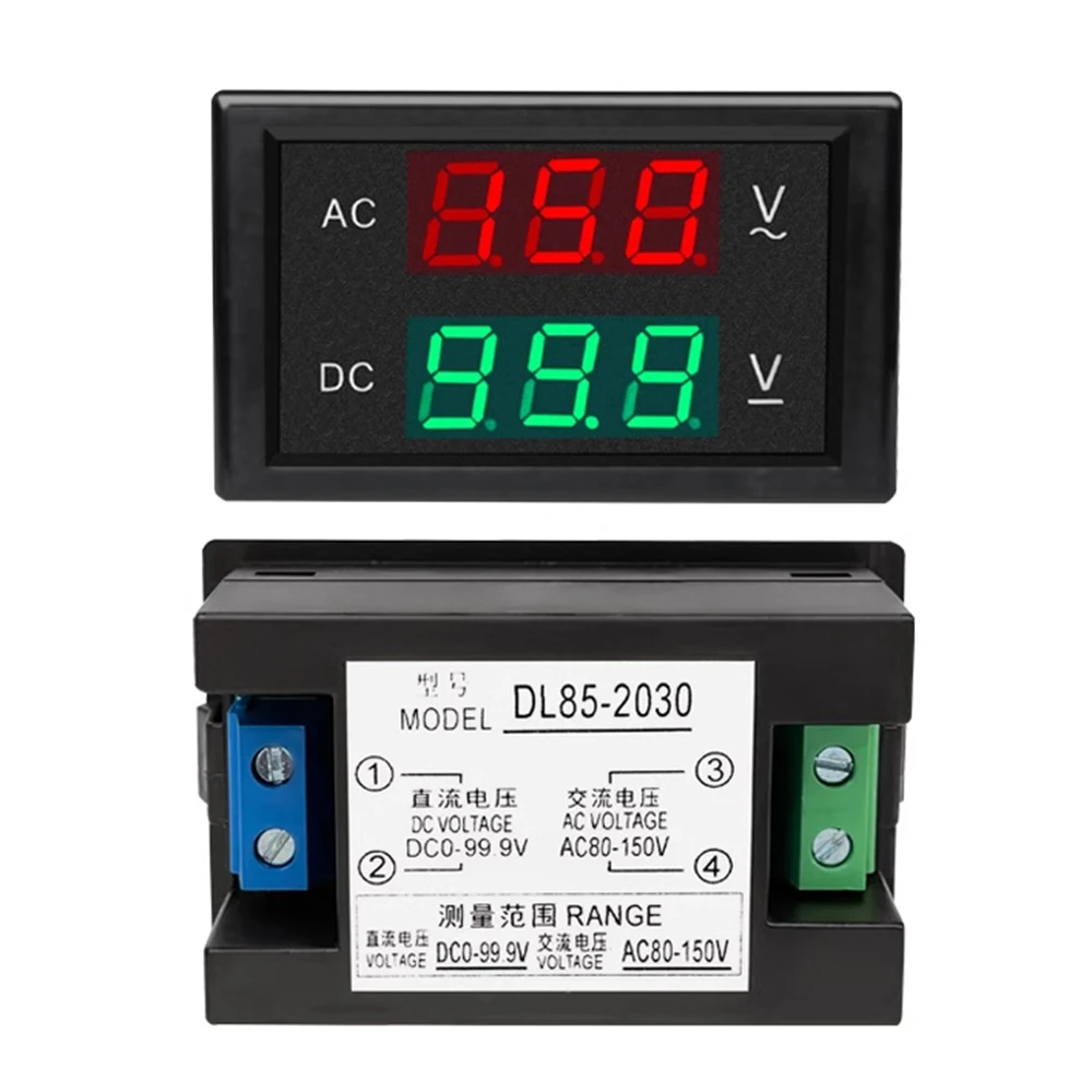 

AC/DC Dual-Channel Digital Voltmeter AC 80~150V DC 0~99.9V Voltage Tester Suitable for Switching Power Inverter Etc