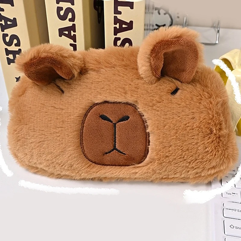 Cute Capybara Plush Pencil Case Cosmetic Bag Guinea Pig Pen Pouch Large Capacity Pencil Bag School Supplies Stationery Box