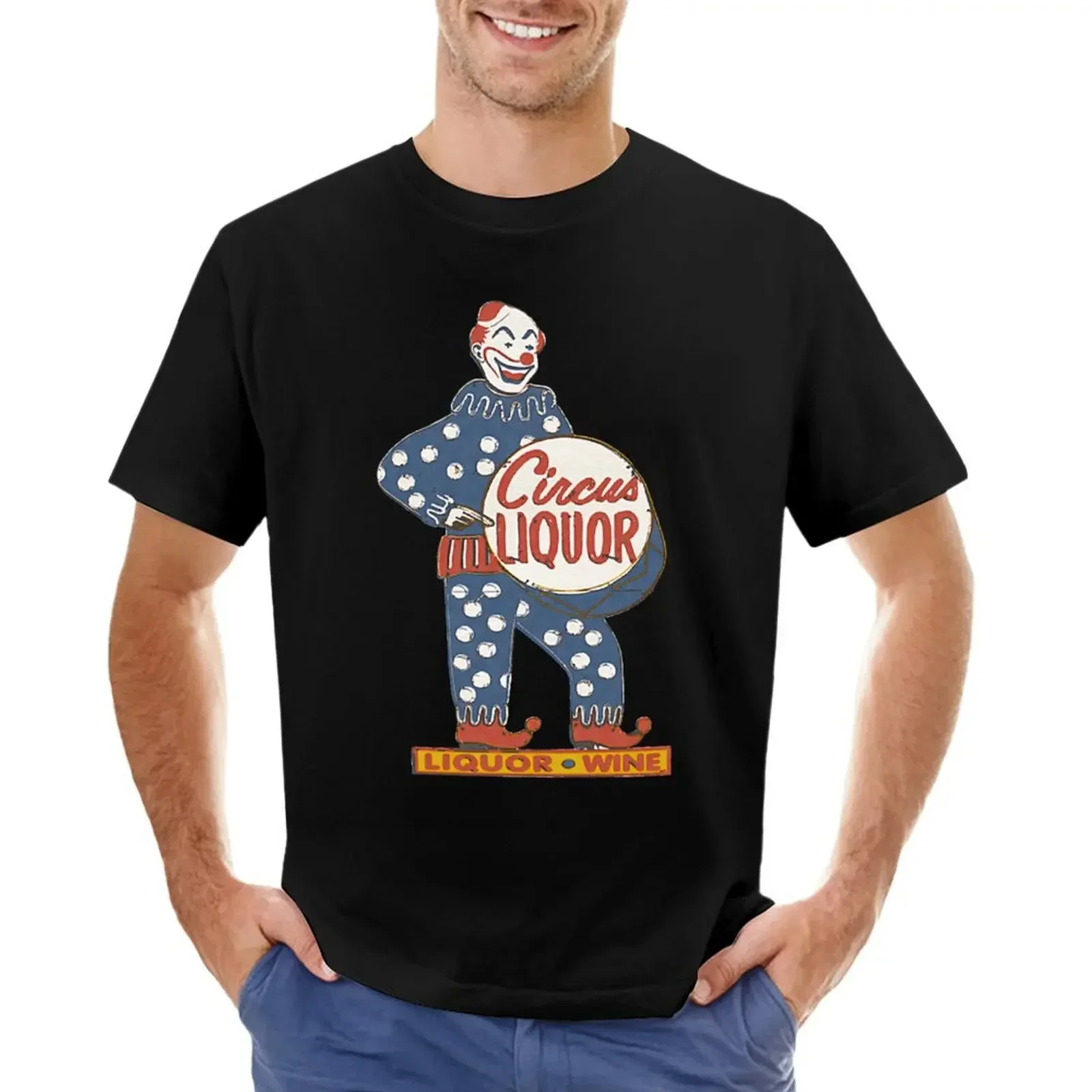 Circus Liquor Halftone Clown Sign T-shirt shirts graphic tees quick-drying mens big and tall t shirts