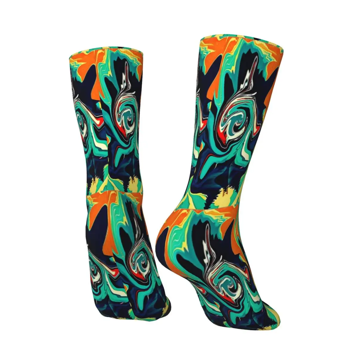 Abstract Fluid Retro Art Stockings Colorful Marble Painting Pattern Pattern Socks Winter Anti Skid Socks Men Climbing Socks