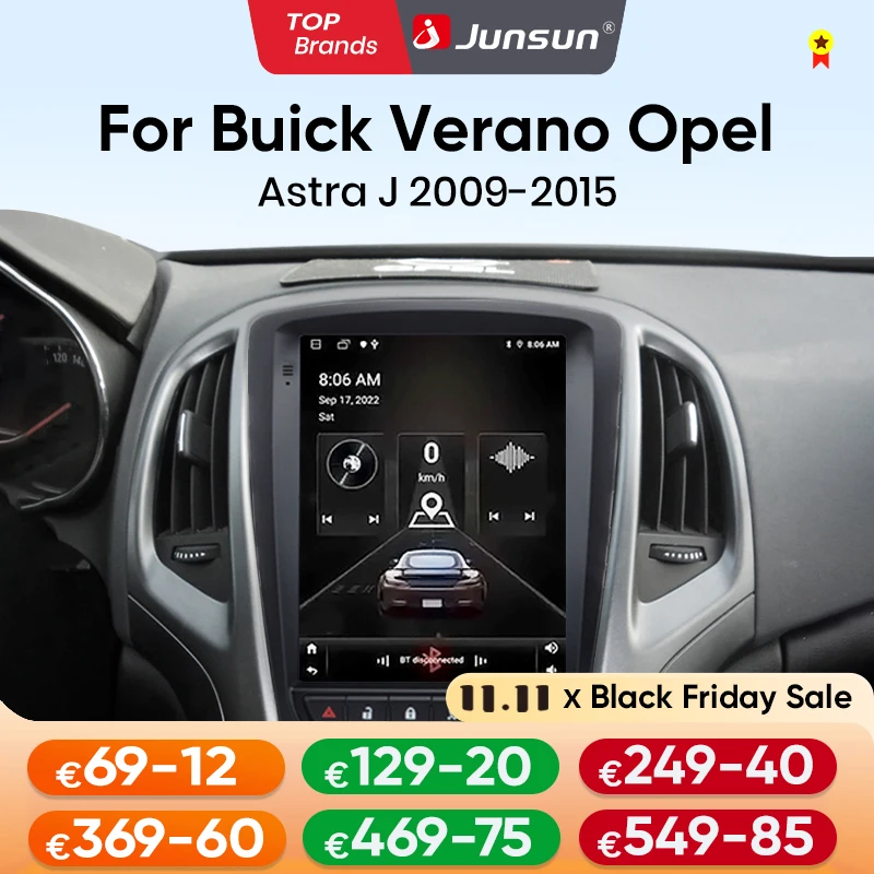 Junsun 9.7 inch Wireless Android Auto Carplay Car Radio For Opel Astra J Vauxhall Buick Verano 2009-2013 4G WIFI GPS Multimedia
