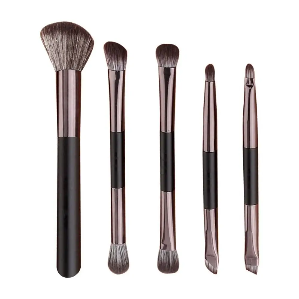 Juego de brochas de sombra de ojos de doble punta, pinceles para delineador de ojos, juego de brochas de maquillaje de viaje multifunción, lápiz de cejas portátil