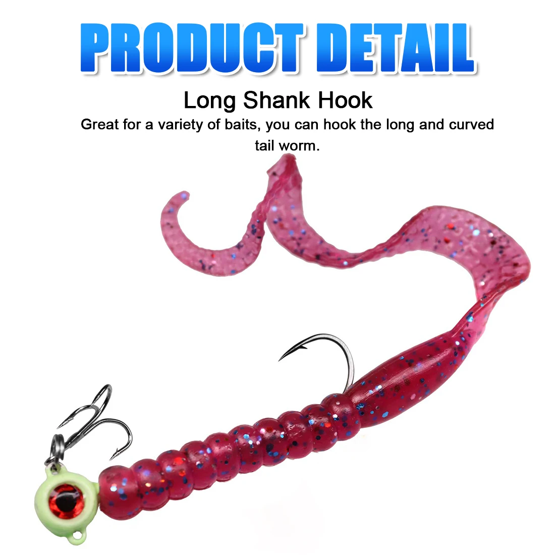 FishTrip-anzuelo con cabeza de anzuelo de pesca, vástago largo con anzuelo triple, plantillas luminosas brillantes para lubina, trucha, tipo de pez panfish, aparejos de pesca, 5 uds.