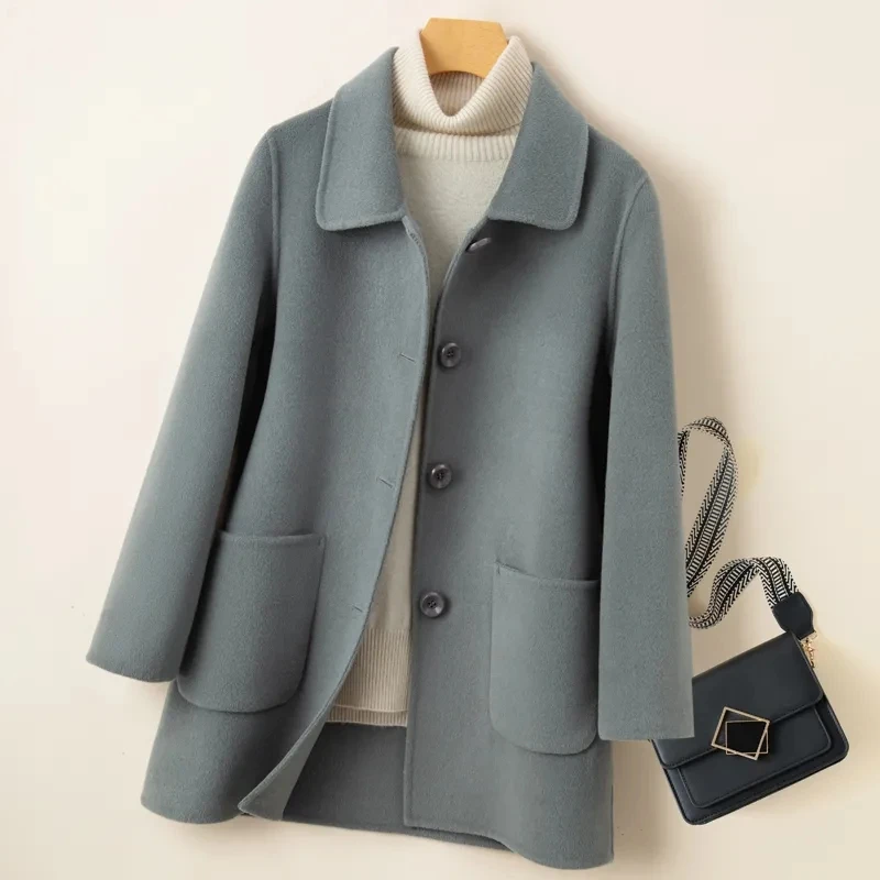 

2023 New Autumn Winter Coat Women Woolen Jacket Korean Cardigan Black Camel Overcoat Single-breasted Cashmere Outerwear Female