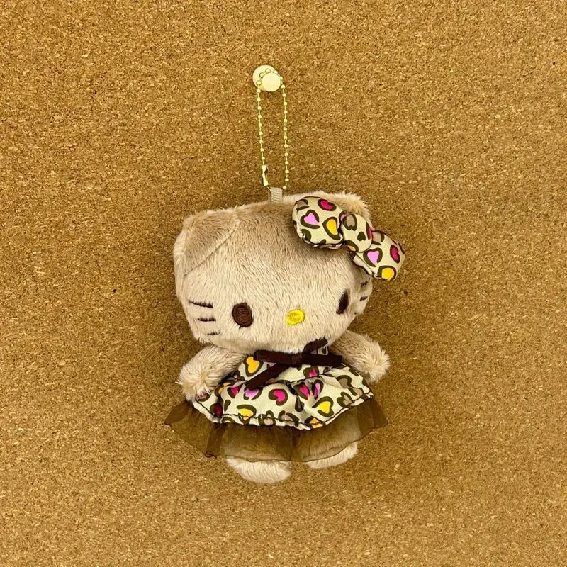 Cartoon Leopard Pattern Kitty Plush Keychains Cute Brown Kitten Animal Plush Toy Doll Girl Backpack Pendant Hanging Decorative
