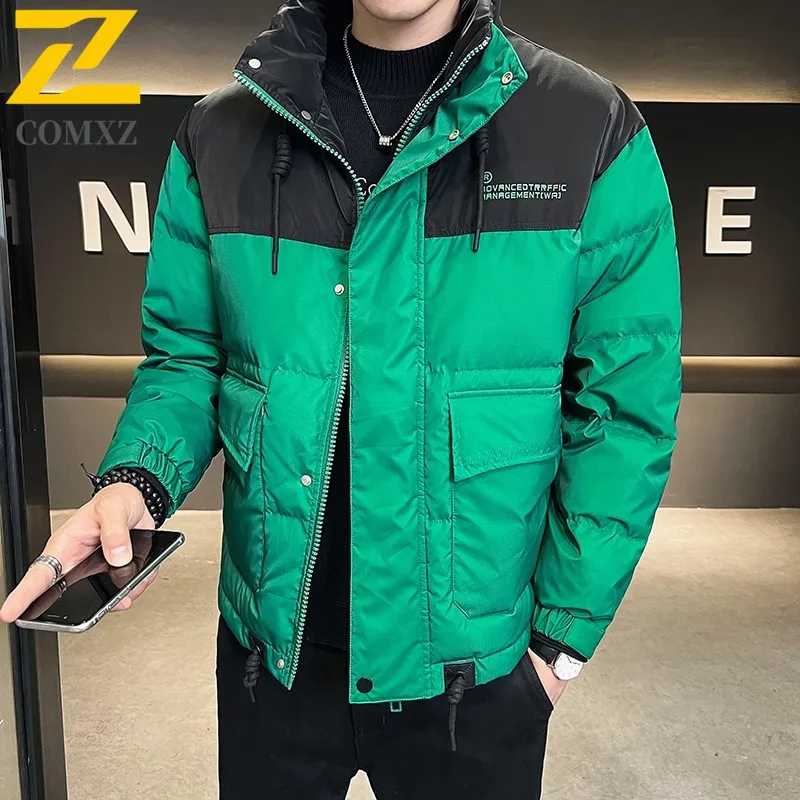 

COMXZ Men Puffer Jacket 2025 Fashion Trendy Lightweight Warm Travel Padded Jacket Snowy Minimalist Cold-Resistant Winter Jacket