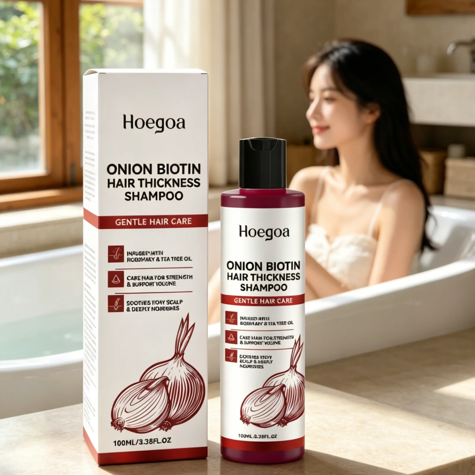 Hoegoa Onion Biotin Shampoo Scalp Soothing Gentle Cleansing Deeply Nourishing Improve Drying Strengthen Hair Thickness Shampoo