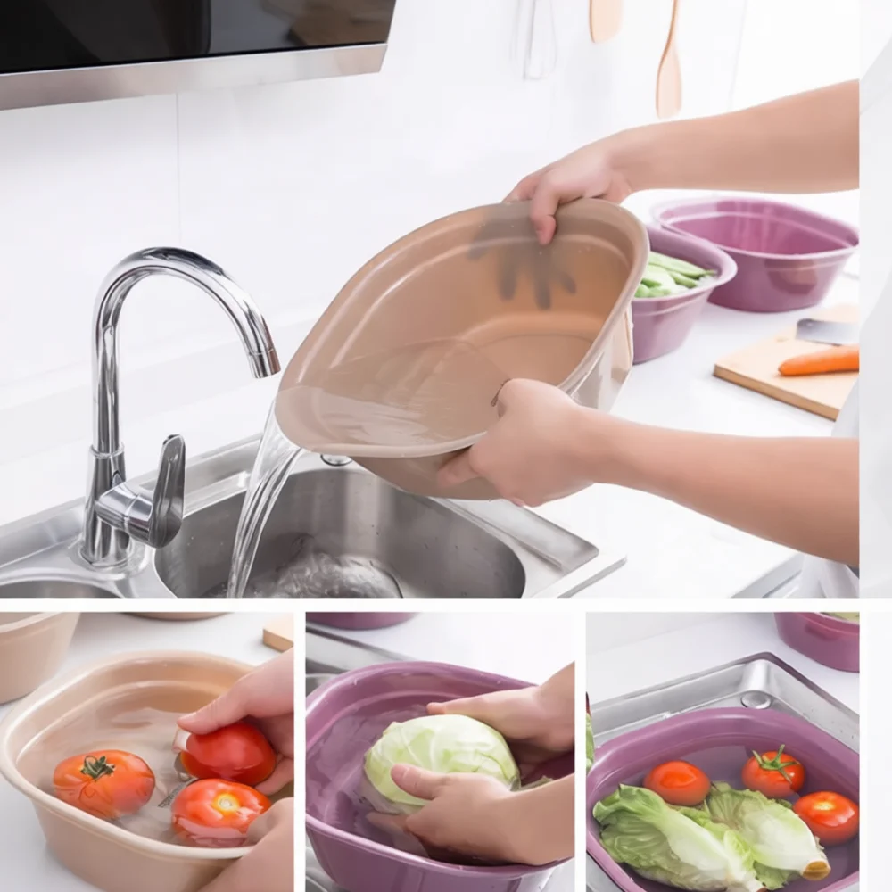 Minimalist Square Plastic Basin Thickened Laundry Tub Household Storage Container Kitchen Vegetable Washing Face Bucket