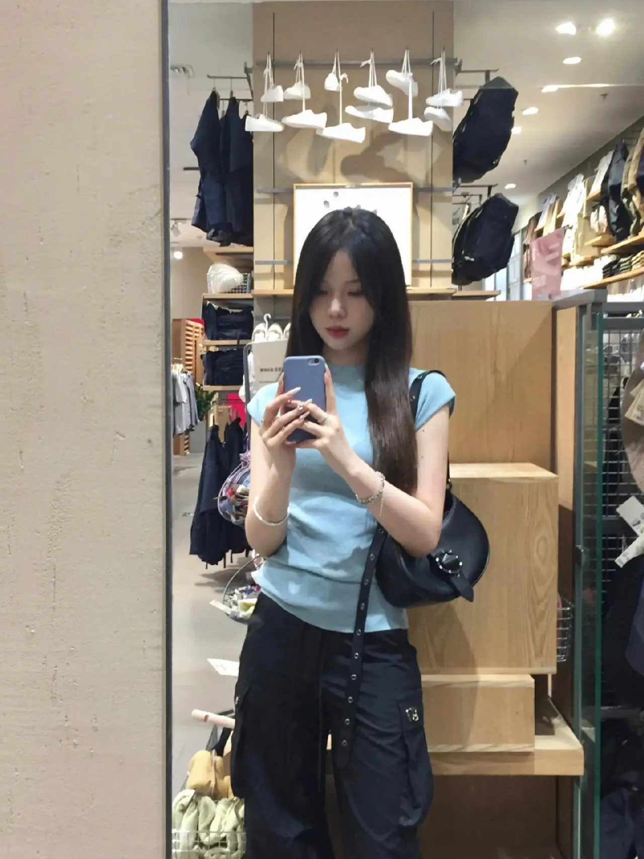 

Blue High Collar ort Sve Slim Fit T-irt Women's Summer Sweet And Spicy Top ort Inner Wear Pure Desire Summer