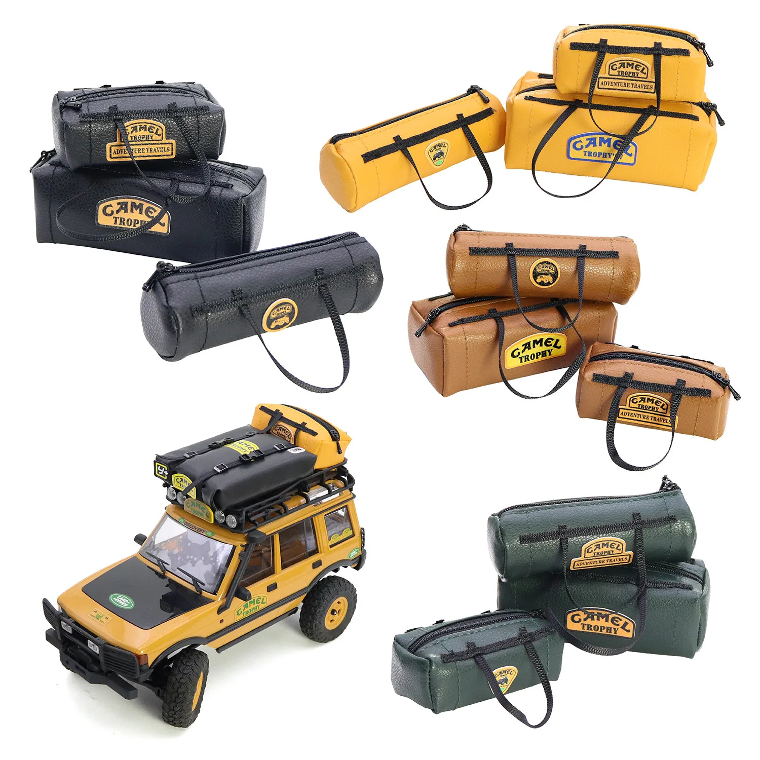 

Camel Trophy Miniature Simulation Leather Rc Roof Luggage Bag Decorative Accessory For 1/8 1/10 Rc Crawler Scx10 Tx4 Capra