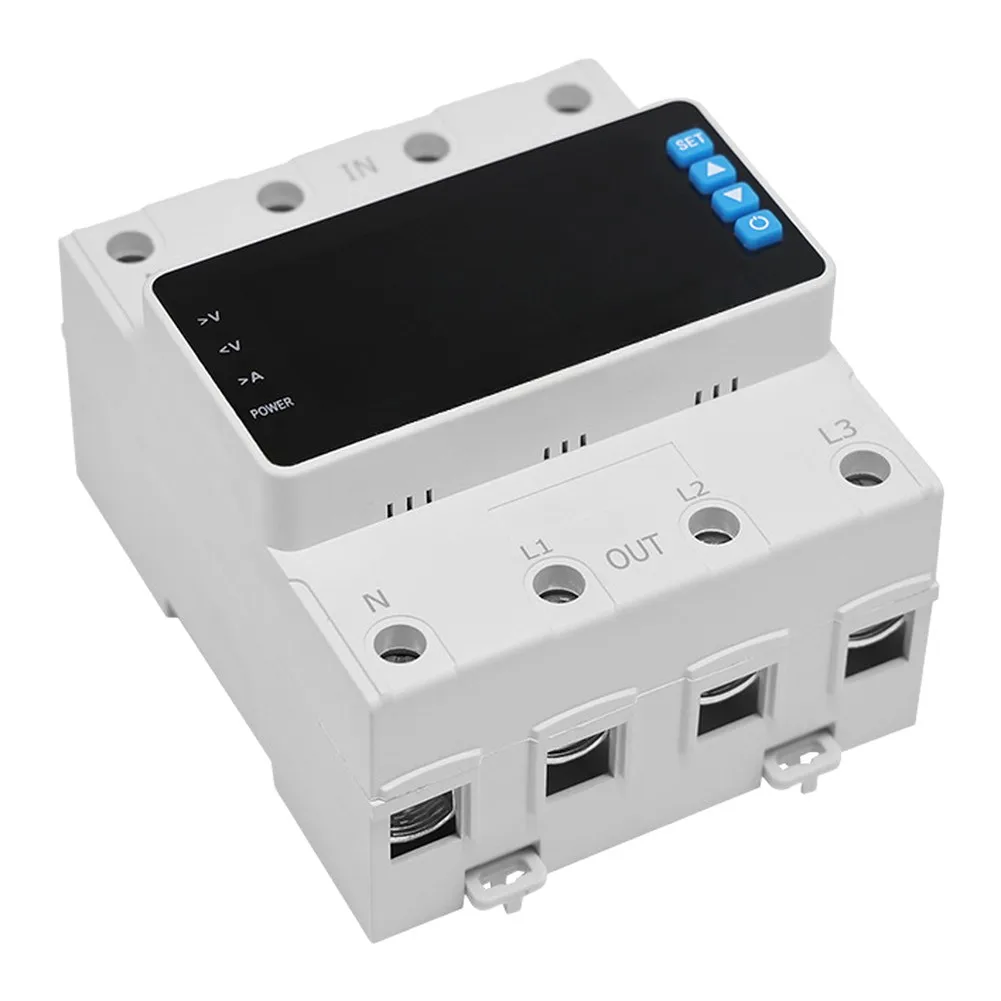 Adjustable Three-Phase Protection Relay for DIN Rail Applications with LED Monitoring and Customizable Trip Parameters