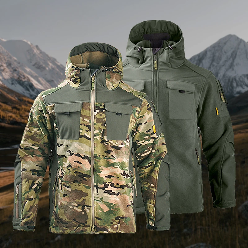 

New men's outdoor camouflage jacket double-sided fleece cardigan tactical thermal jacket