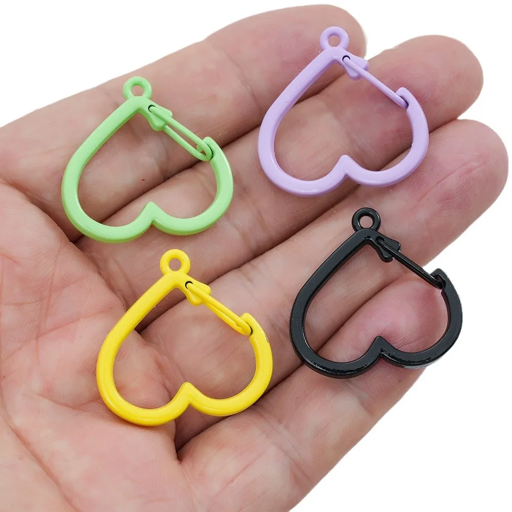5 قطعة سلاسل المفاتيح المعدنية الملونة القلب الدورية مشبك الربيع جراد البحر المشابك السنانير حلقة رئيسية Keyrings اكسسوارات صنع المجوهرات