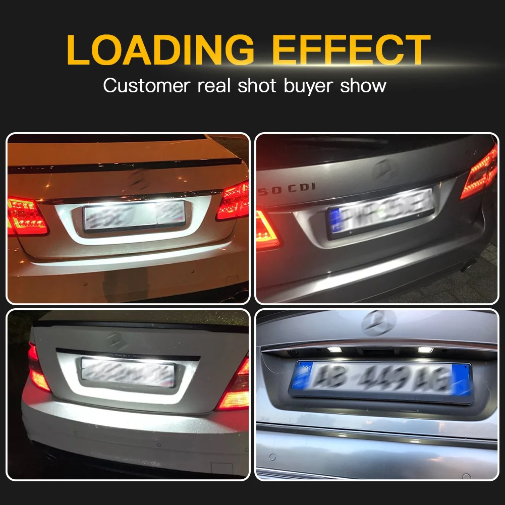

2×License Plate Light for Benz C-Class W204 S204/E-Class W212 S212 C207 A207/CL-Class C216/S-Class W221 - T10 White Number Lamps