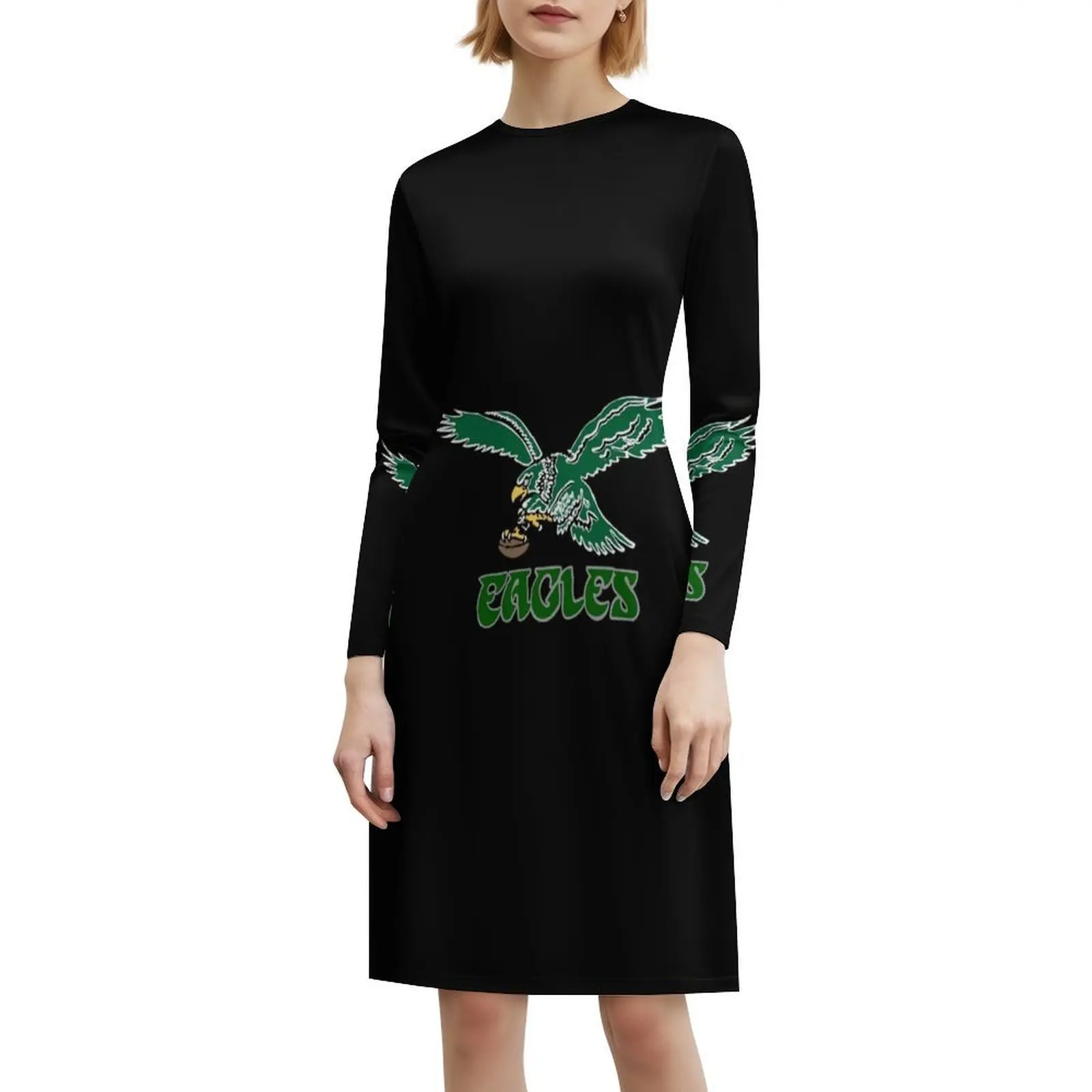 فستان نسائي أنيق للحفلات بشعار فيلادلفيا فستان على شكل حرف A مع خيارات قصيرة/طويلة/بدون أكمام لرياضات كرة القدم #6