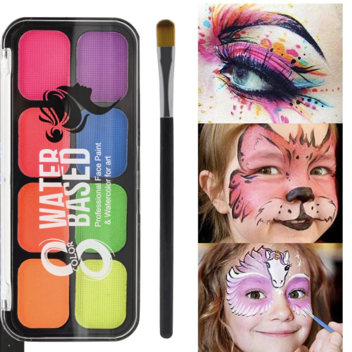 Body face make up Paint kit Fluorescent Party Halloween eye party kids face shied UV Glow Paint kit wholesale cosplay makeup