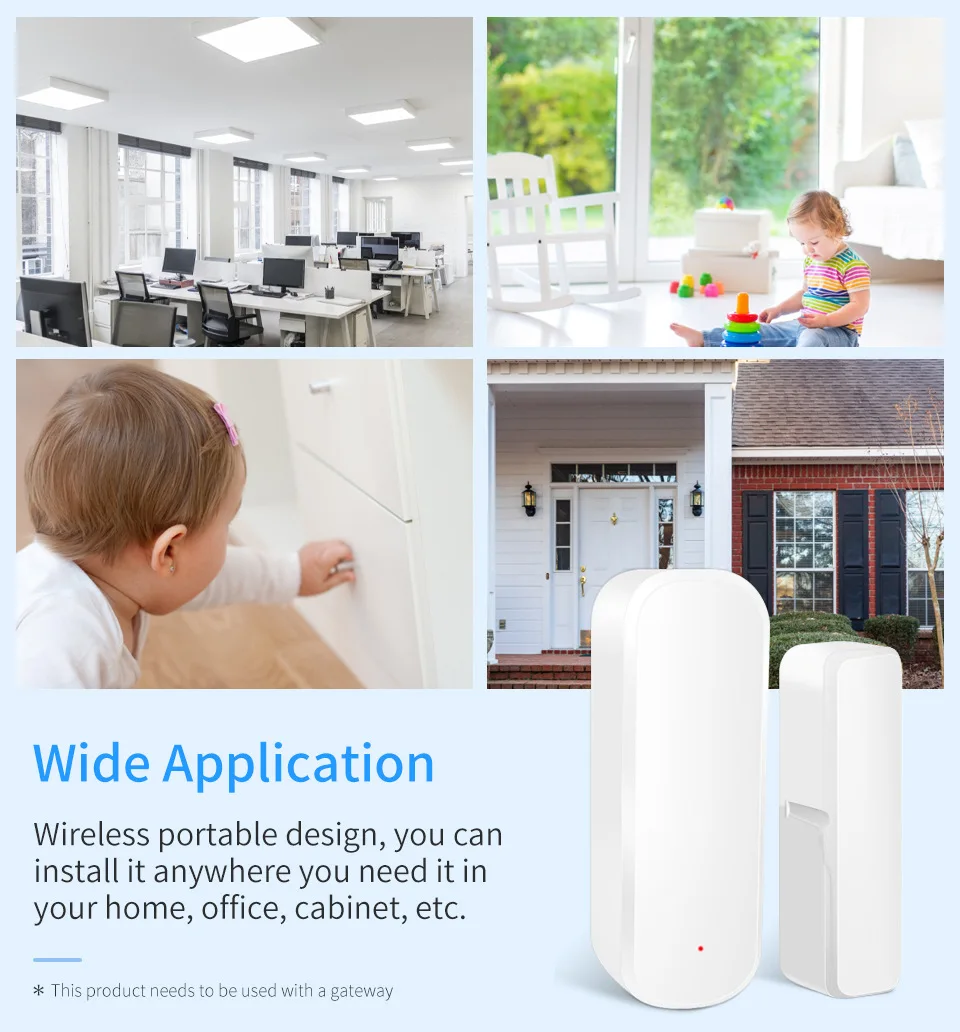 Tuya Smart WiFi ZigBee Door Window Sensor Home Security Protection Alarm System Detector App Control Works with Alexa Google