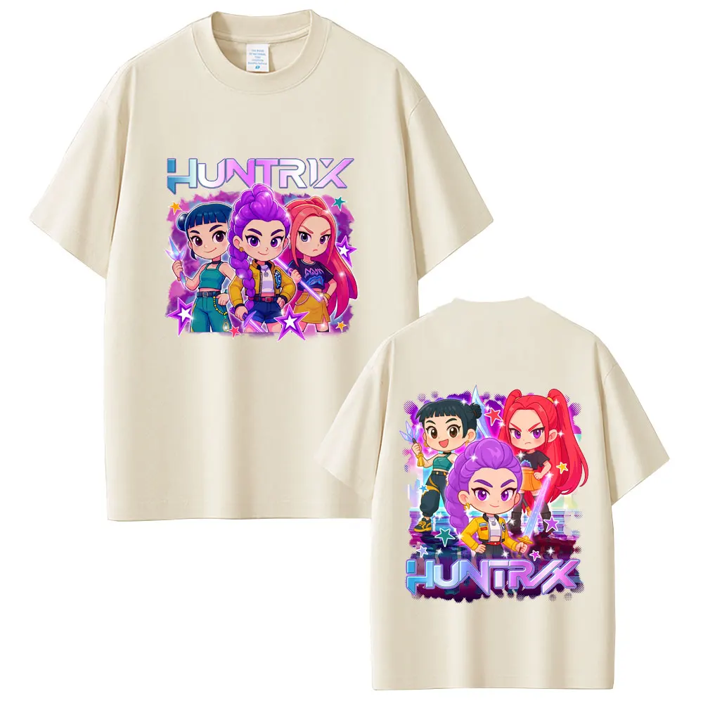 

Movie KPop Demon Hunters Rumi Mira Zoey Double Sided Print T-shirt Men Women Fashion Casual Oversized T Shirts Male Cotton Tees