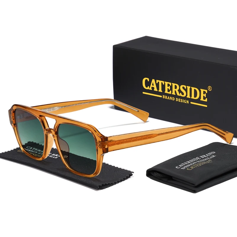 CATERSIDE Classics Herren-Sonnenbrille mit flachem Oberteil und doppeltem Brücken-Design, Sonnenbrille für Damen, Outdoor, Reisen, Strand, ideale Wahl für Geschenke – Detail 8