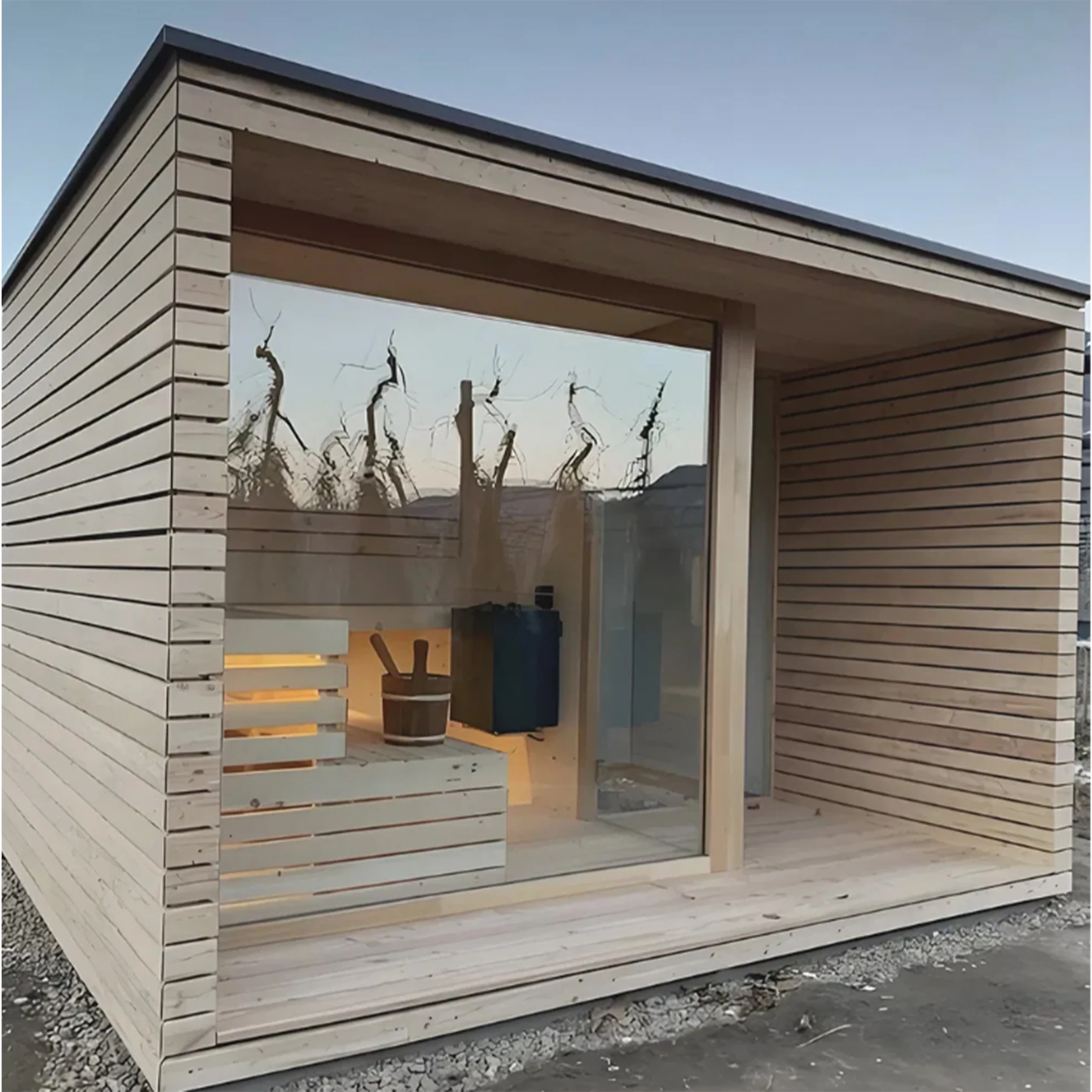 Outdoor SaunaOutdoor Electric Infrared Sauna Modern Red Cedar Dry Steam Sauna Free Customization Service For 4-6 People view 6
