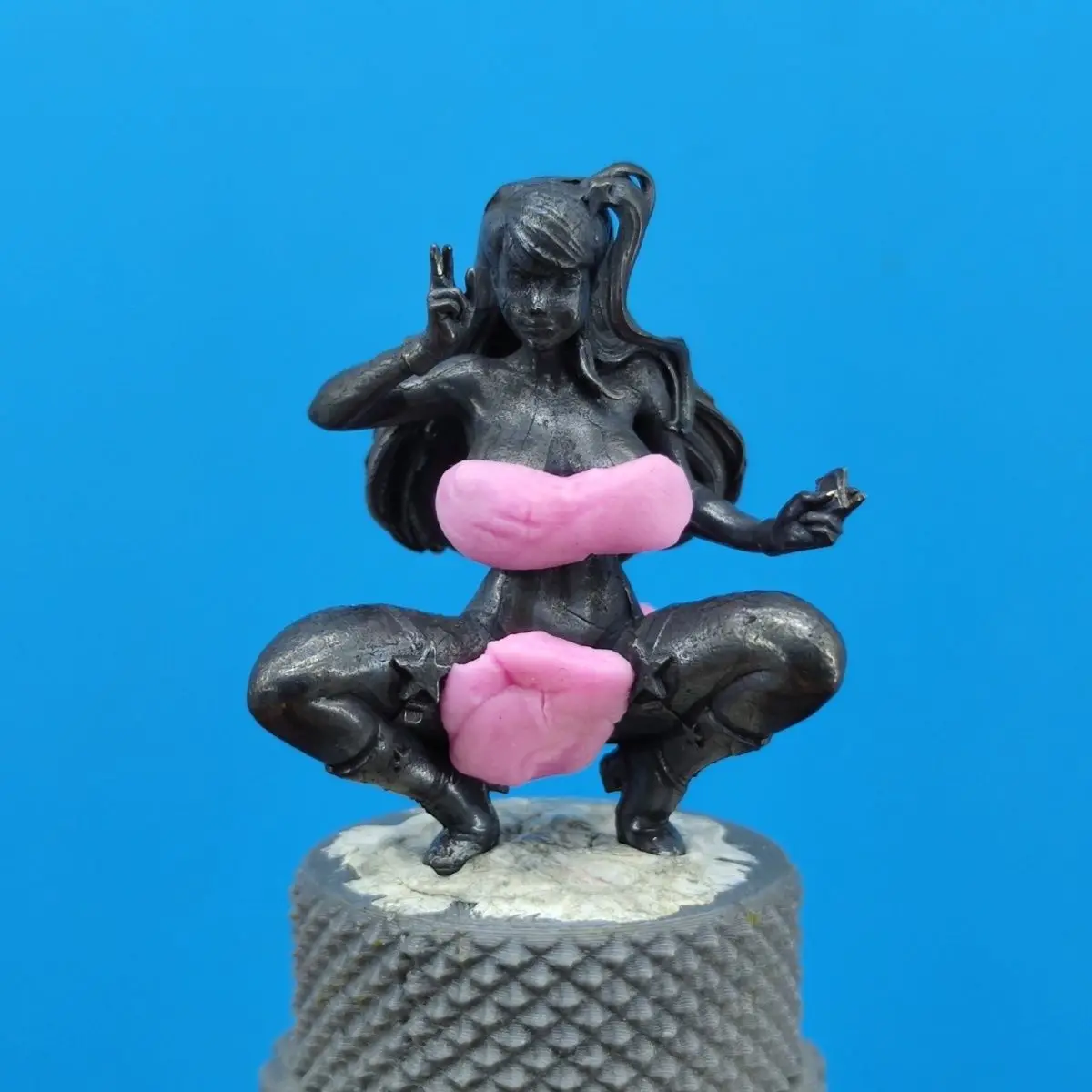 Brass Miniature Girl Figurine Squatting Pose Desktop Decor Home Decor Collectible Ornament