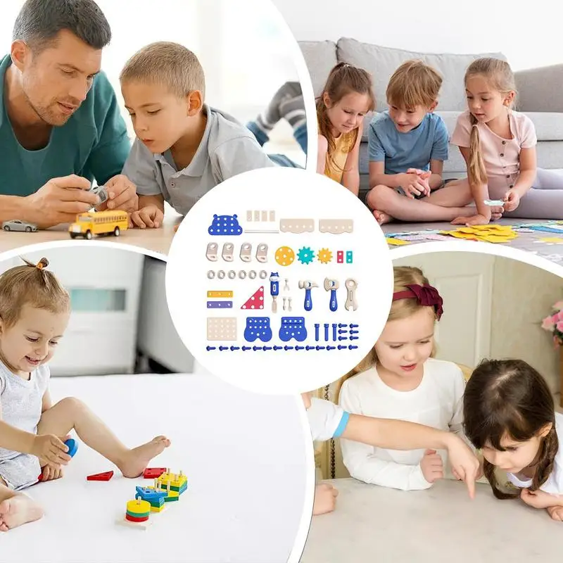 Ensemble de jouets tournevis pour enfants, banc de travail, 60 pièces, ensemble d'outils de jeu, jouets de simulation pour tout-petits, ensemble de jeu créatif pour la maison