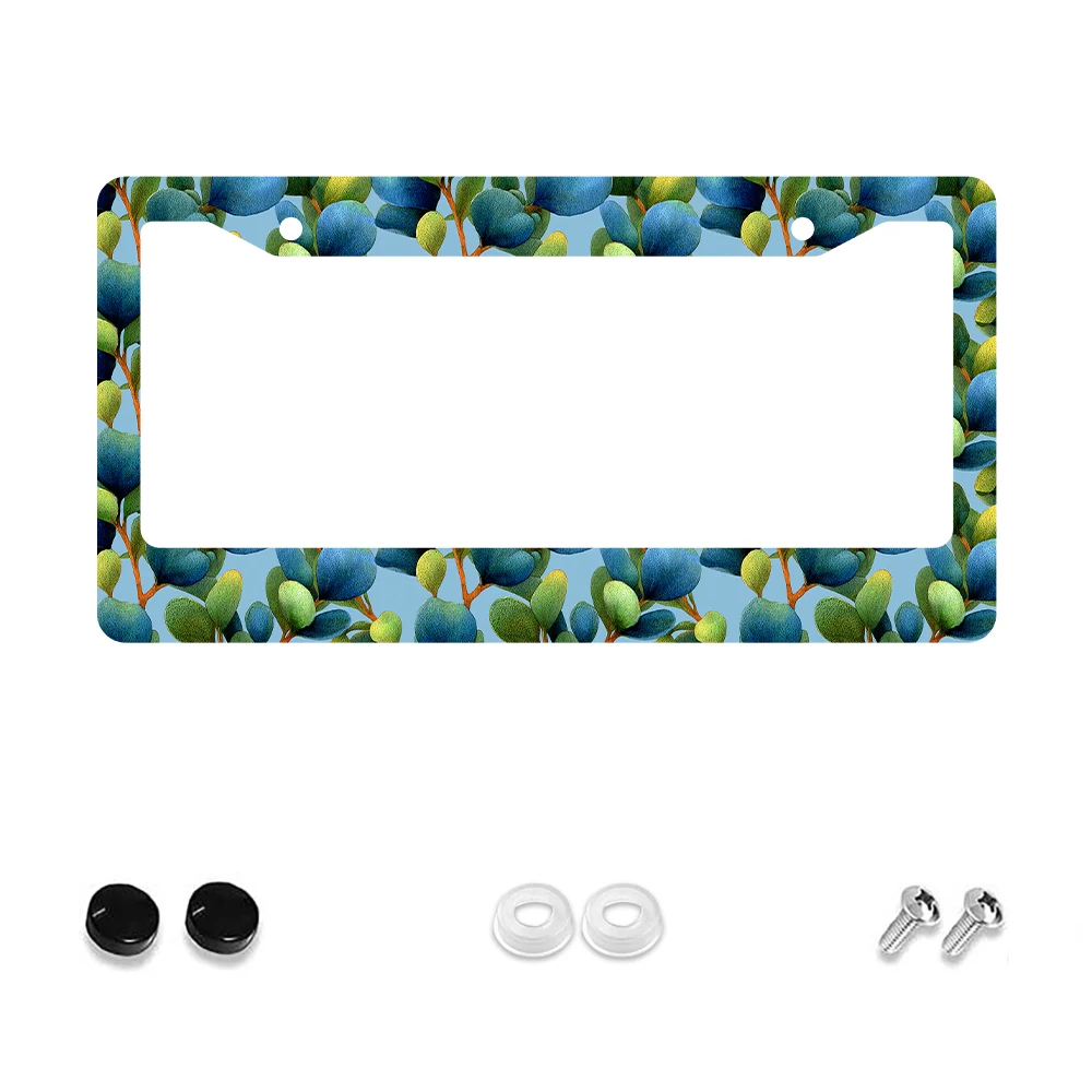 

1 шт. Рамка номерного знака с синим и зеленым фруктовым узором, 2 отверстия, алюминиевый материал, 6x12 дюймов, с комплектом винтов, новинка в стиле ретро