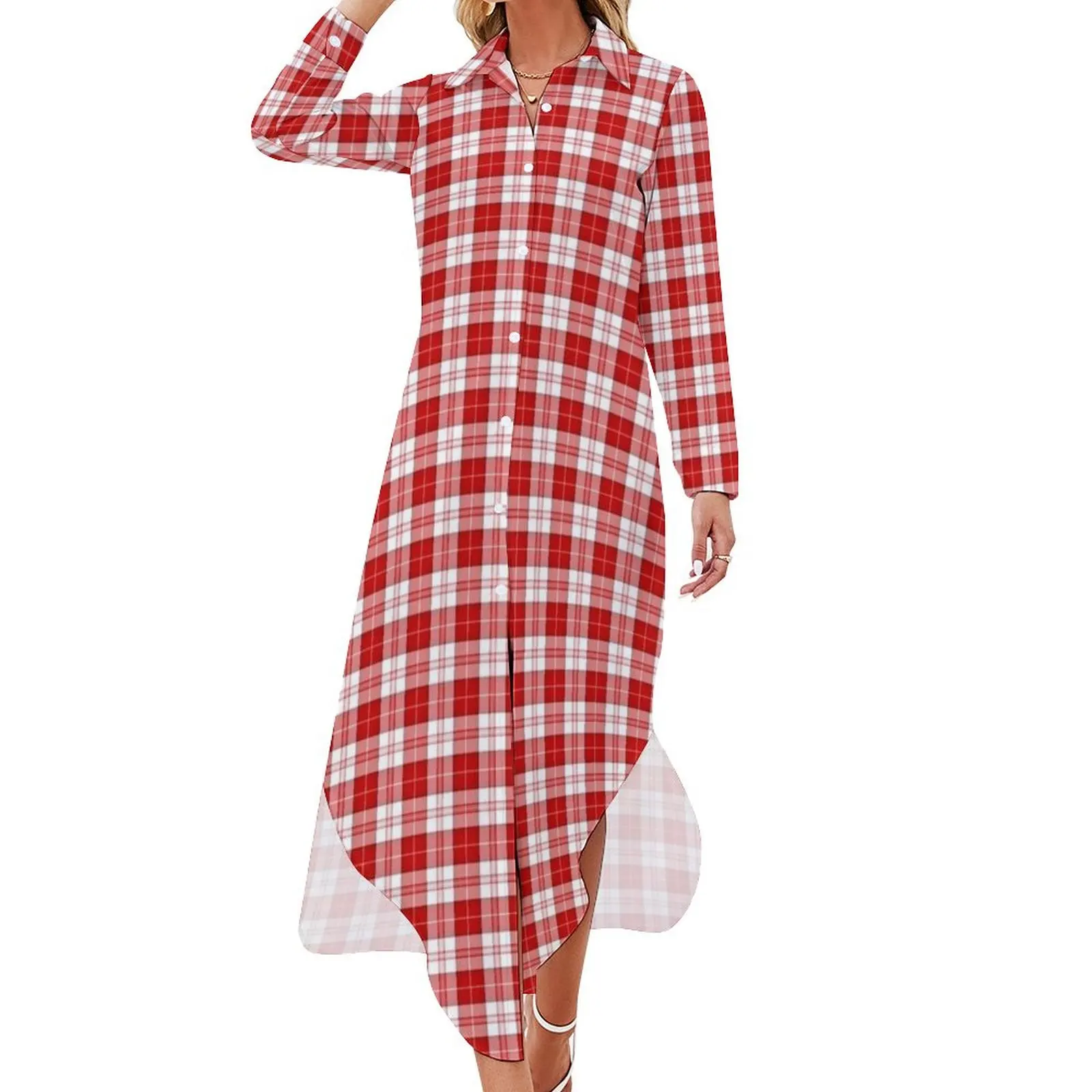 

Menzies Tartan Long Sleeved Shirt Dress women long dresses Summer dresses for women bandage dress women's fashion dresses