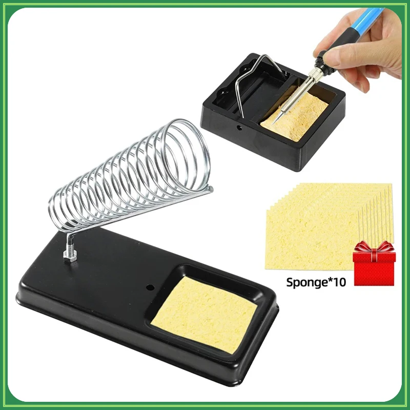 

A Shape Electric Soldering Iron Stand Holder with Welding Cleaning Sponge Cleaner High Temperature Resistant Welding Accessories