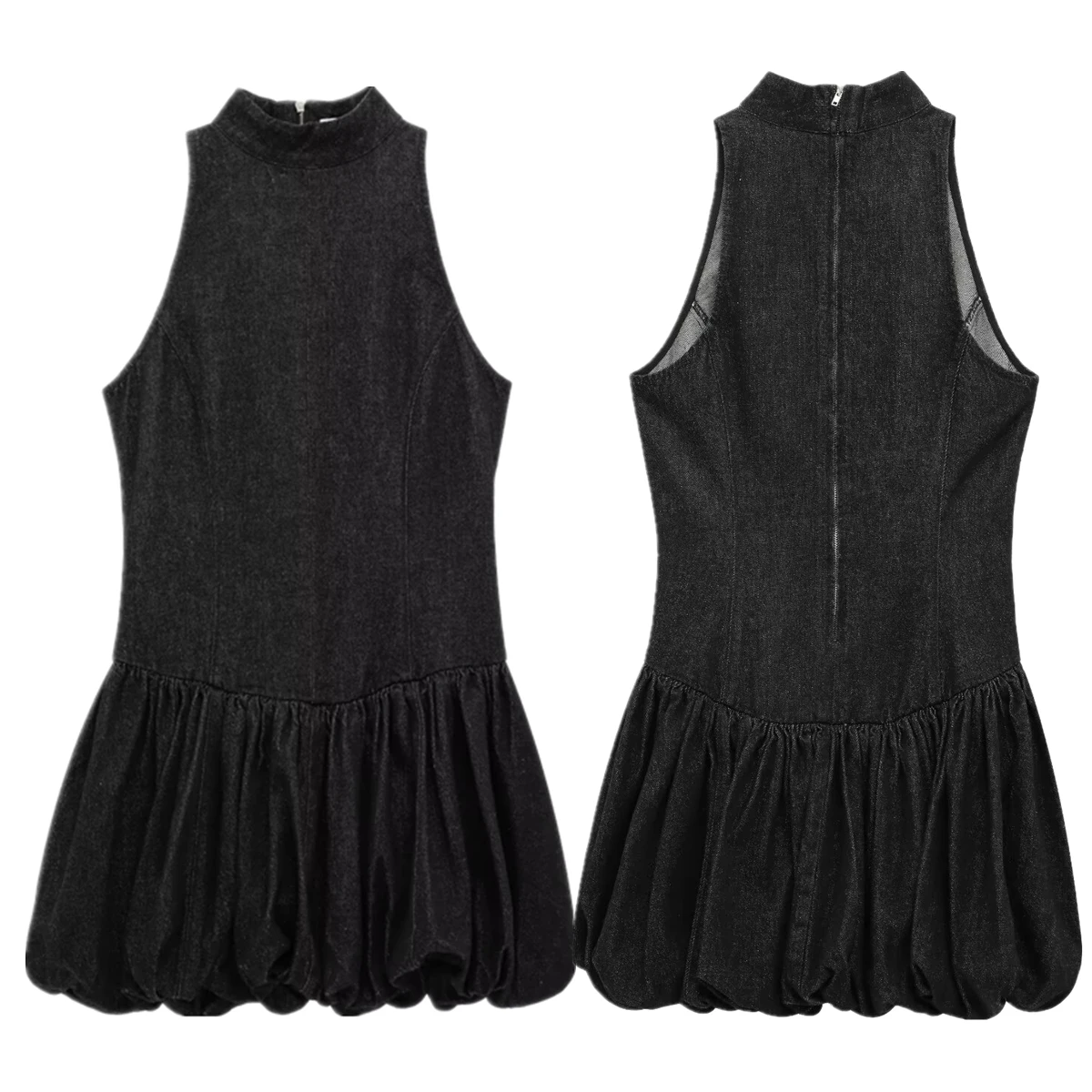 

Withered 2025 Spring Minimalist Commuting Denim Dress Sleeveless Tank Dress Womens Dresses Flower Bud Mini Dresses