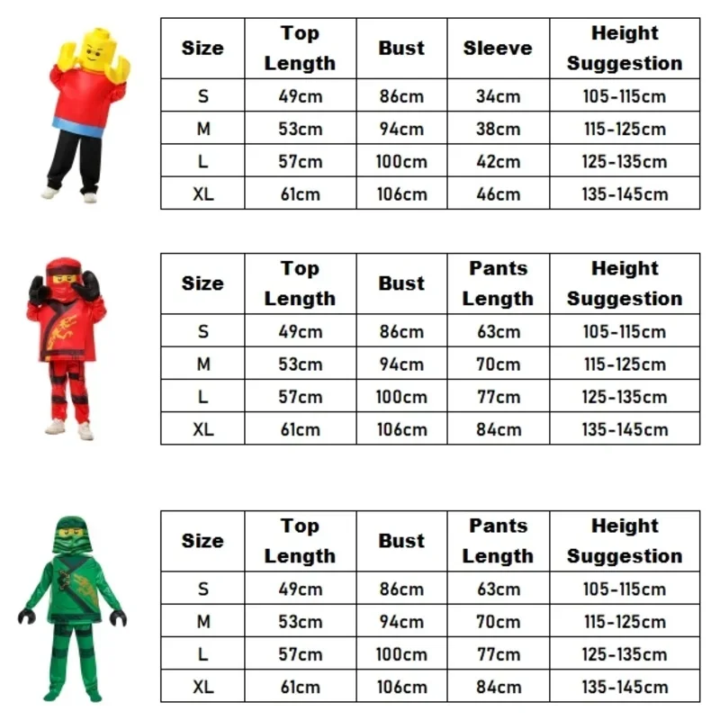 Minifigure Boy Halloween Fancy Dress Up Red Warrior Kai Green Ninja Lloyd Costume per bambini