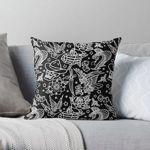 

American Traditional Tattoo Flash Print Printing Throw Pillow Cover Waist Fashion Car Sofa Cushion Pillows not include One Side