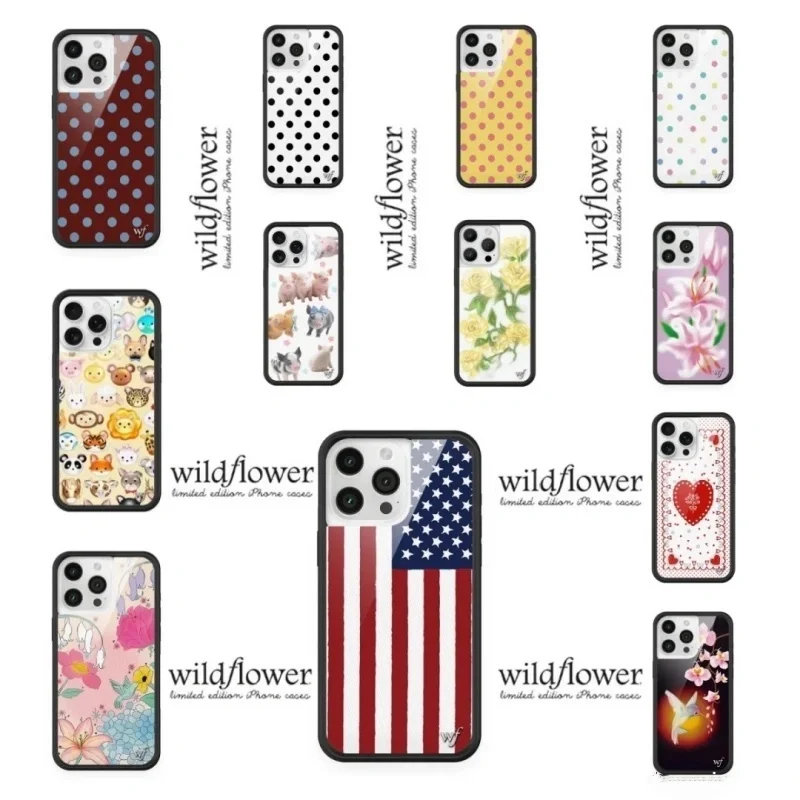 Wildflower نارا سميث الريف زهرة Orebellas القمر قضية الهاتف آيفون 16 15 14 13 12 17Pro ماكس الأبيض منقطة wf غطاء