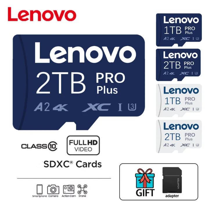 2024 neue Lenovo Mini Flash SD-Karte 128GB Hochgeschwindigkeits-Speicher karte 256GB Klasse 10 Micro TF/SD 512GB Smart SD-Karte für Smartphone/PC