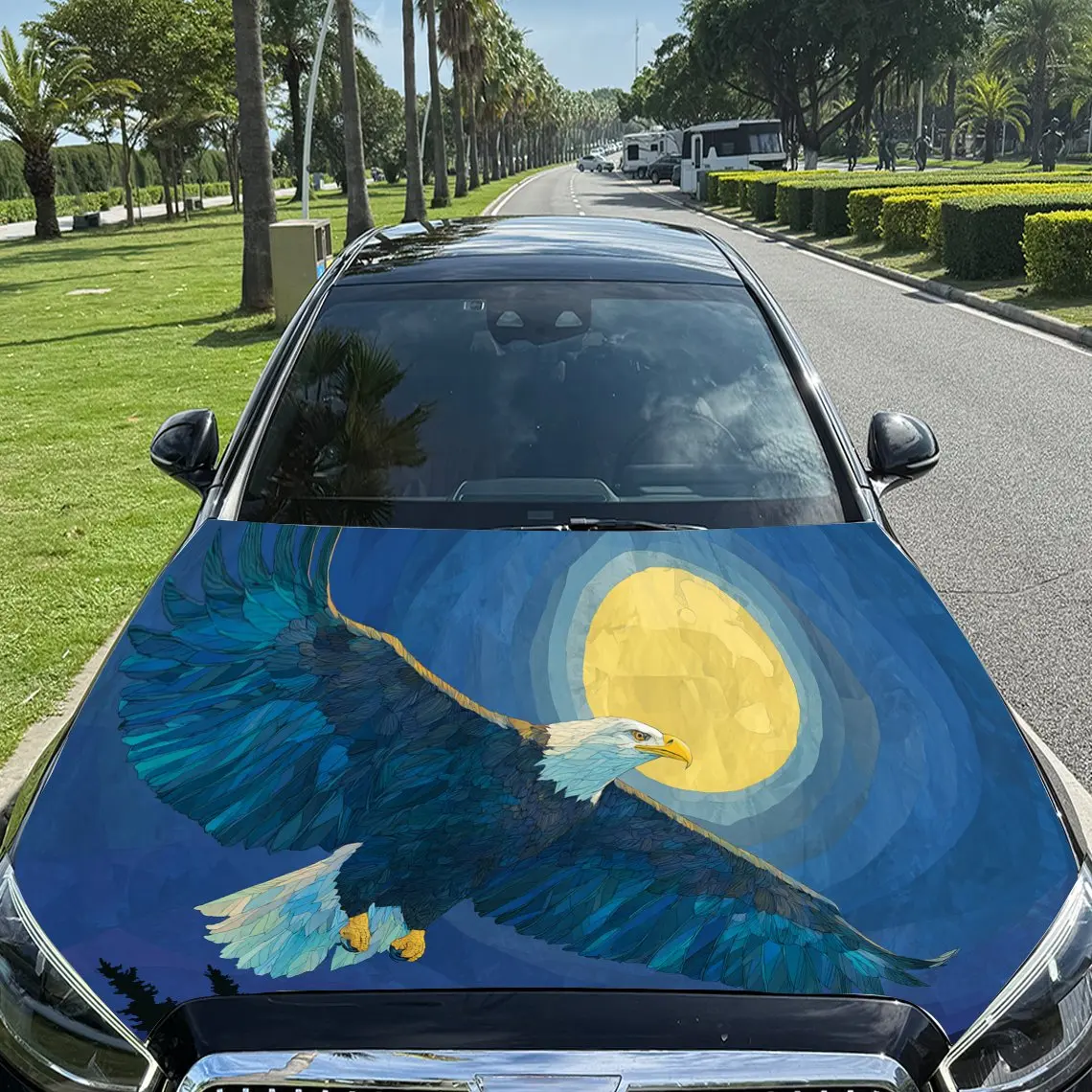 

Moonlit Flying Eagle PVC Car Hood Wraps, Self-Adhesive Waterproof Car Bonnet Decal Sticker, Car Decoration Protection Stickers f