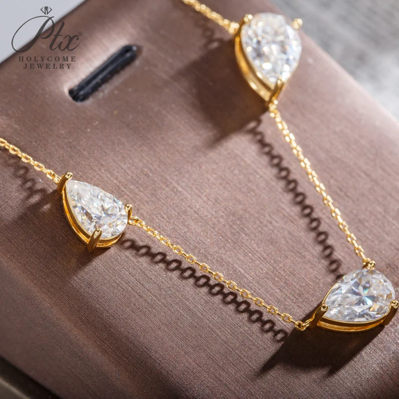 1-5ct Moissanite Necklace for Women  Pear Cut Silver 925 Hypoallergenic Charms High Quality Pendant Luxury Banquet Fine Jewelry
