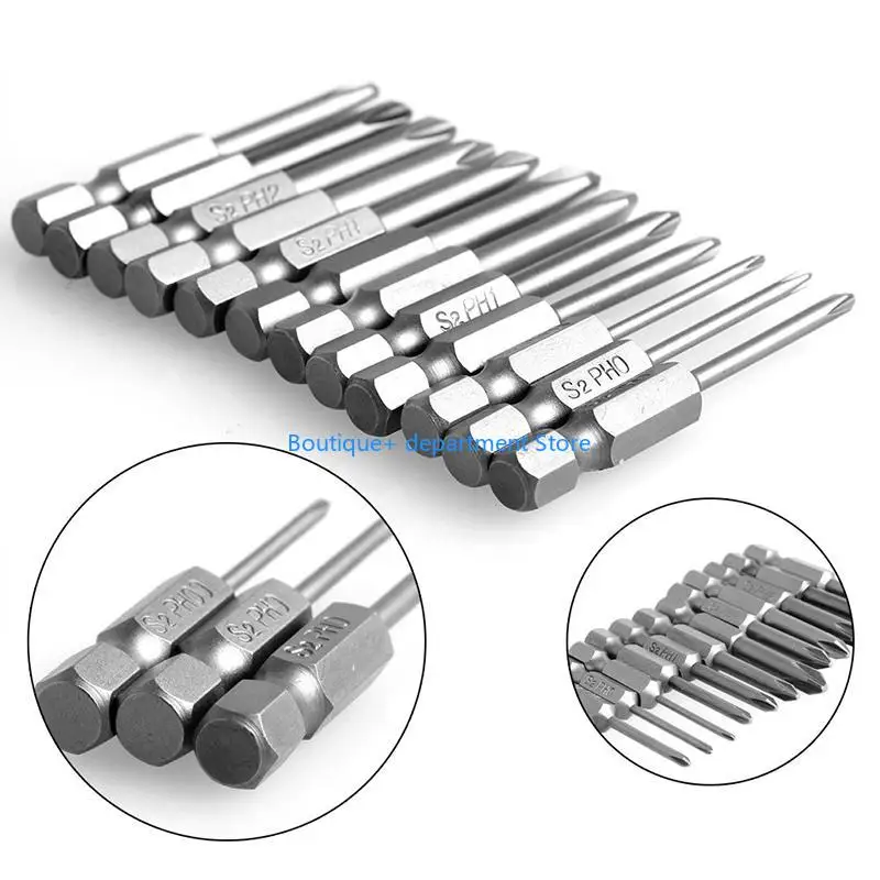 E1PD 12Pcs/Set 50mm 1/4 Inch Shank for Cross Screwdriver Bits